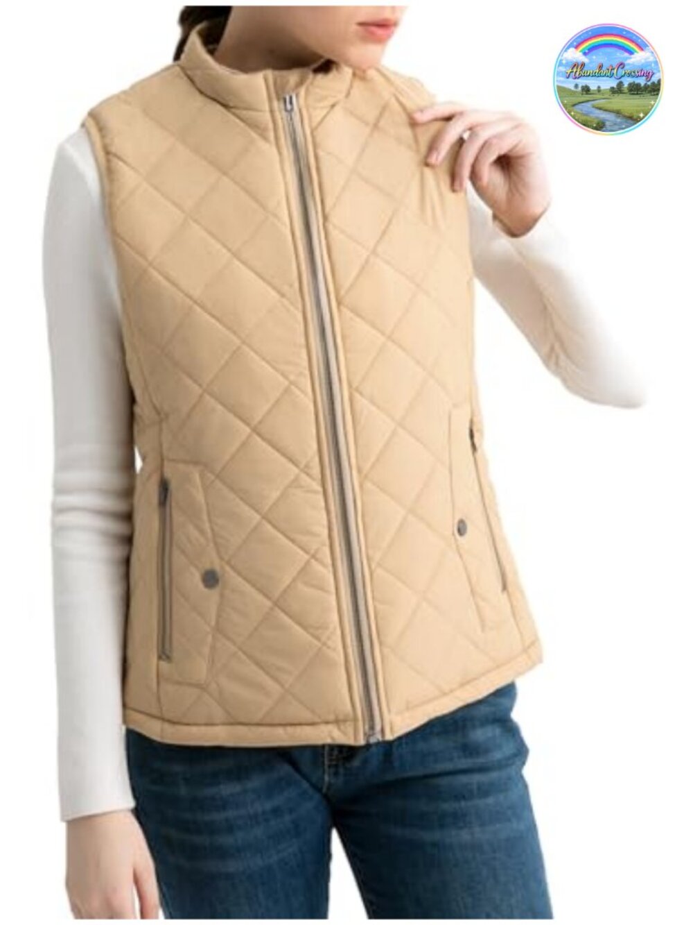 Quilted Puffer Water-Resistant Zip Vest with Pockets